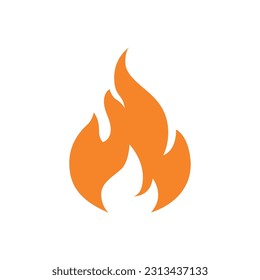 Fire, flame. Red flame in abstract style on a white background. Flat fire. Isolated modern art graphic. Fire sign. Vector illustration