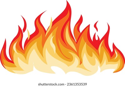 Fire, flame. Red flame in abstract style on white background. Flat fire. Modern art isolated graphic. Fire sign. Vector Illustration