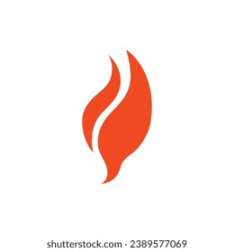 Fire  flame. Red flame in abstract style on white background. Flat fire. Modern art isolated graphic. Fire sign. Vector Illustration