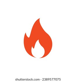 Fire  flame. Red flame in abstract style on white background. Flat fire. Modern art isolated graphic. Fire sign. Vector Illustration