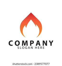 Fire  flame. Red flame in abstract style on white background. Flat fire. Modern art isolated graphic. Fire sign. Vector Illustration