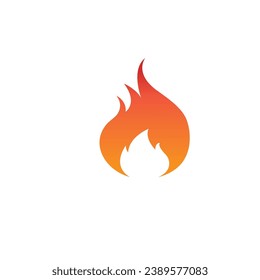 Fire  flame. Red flame in abstract style on white background. Flat fire. Modern art isolated graphic. Fire sign. Vector Illustration