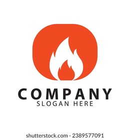 Fire  flame. Red flame in abstract style on white background. Flat fire. Modern art isolated graphic. Fire sign. Vector Illustration