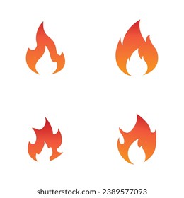 Fire  flame. Red flame in abstract style on white background. Flat fire. Modern art isolated graphic. Fire sign. Vector Illustration