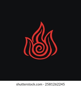 Fire, flame. Red flame in abstract style on a white background. Flat fire. Isolated modern art graphic. Fire sign. Vector illustration