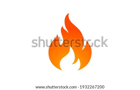 Fire, flame. Red flame in abstract style on white background. Flat fire. Modern art isolated graphic. Fire sign. Vector Illustration Stok fotoğraf © 