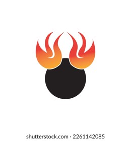 Fire, flame. Red flames in abstract style on a white background. Flat fire. Modern art isolated graphic. Fire sign. Vector Illustration