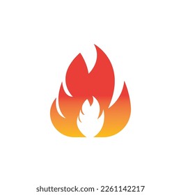 Fire, flame. Red flames in abstract style on a white background. Flat fire. Modern art isolated graphic. Fire sign. Vector Illustration