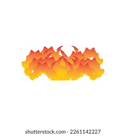 Fire, flame. Red flames in abstract style on a white background. Flat fire. Modern art isolated graphic. Fire sign. Vector Illustration