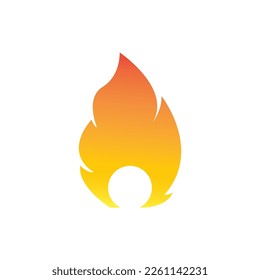 Fire, flame. Red flames in abstract style on a white background. Flat fire. Modern art isolated graphic. Fire sign. Vector Illustration