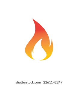 Fire, flame. Red flames in abstract style on a white background. Flat fire. Modern art isolated graphic. Fire sign. Vector Illustration