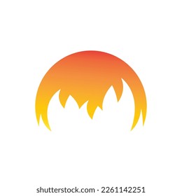 Fire, flame. Red flames in abstract style on a white background. Flat fire. Modern art isolated graphic. Fire sign. Vector Illustration