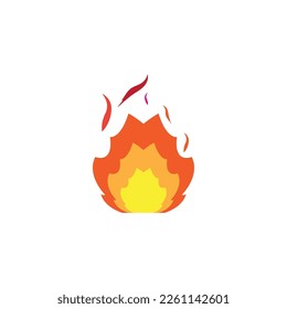 Fire, flame. Red flames in abstract style on a white background. Flat fire. Modern art isolated graphic. Fire sign. Vector Illustration