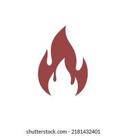 Fuego, llama. Llamas rojas en un fondo blanco. Fuego plano. Señal de fuego. Ilustración del vector