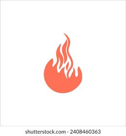 Fire, flame. Red flame icon. Hot surface, campfire, flammable symbol. Stock vector illustration isolated on white background.