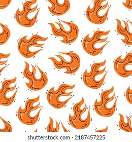 Fire flame seamless abstract pattern background design concept. Vector doodle line style design element