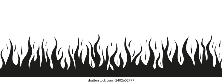 Fire flame seamless frame border. Burning background or pattern. Hot, burn symbol. Vector illustration.