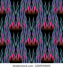 Fire flame seamless pattern vector illustration. Vector fire seamless background for wallpaper, wrapping, packaging, fabric and texture design.