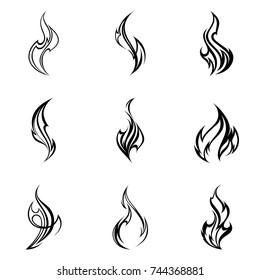 Fire Flame Set Stock Vector (royalty Free) 744368881 