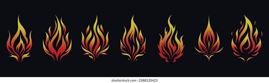 fire flame Set with gradient red and orange color. Collection of hot flaming element. Idea of energy and power. fire logo concept vector illustration design