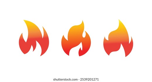 Fire Flame set Icon. Hot Fire Burn Icon suitable for energy, torch, campfire, warning