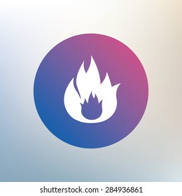 Fire flame sign icon. Fire symbol. Stop fire. Escape from fire. Icon on blurred background. Vector