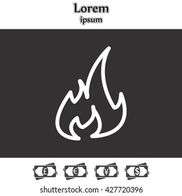 Fire flame sign icon. Fire symbol. Stop fire. Escape from fire. Vector