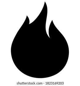 Feuerflammsilhouette. Schwarzes Symbol einzeln auf weißem Hintergrund. Feuerflamme-Symbol 