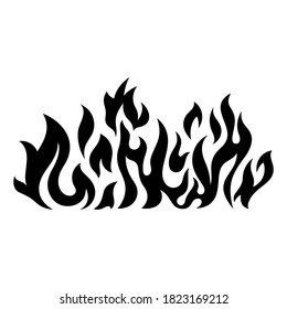 Feuerflammsilhouette. Schwarzes Symbol einzeln auf weißem Hintergrund. Feuerflamme-Symbol 