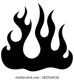 Feuerflammsilhouette. Schwarzes Symbol einzeln auf weißem Hintergrund. Feuerflamme-Symbol 