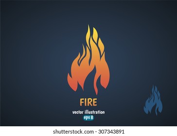 Fire flame silhouette logo. Burning fire icon.