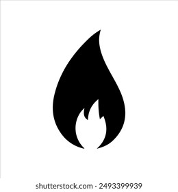 Fire flame silhouette on white background. Fire flame icon vector sign illustration design.