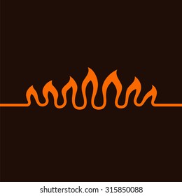 Fire flame silhouette. Vector isolated on brown background. Illustration for design.