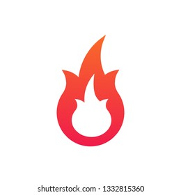 Fire or flame simple Logo. Vector illustration isolated on white background.