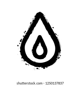 fire flame. simple silhouette. Black ink with splashes on white background