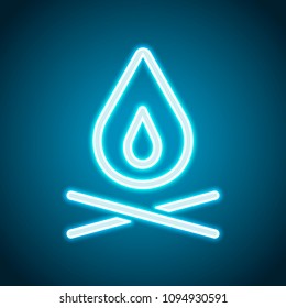 fire flame. simple silhouette. Neon style. Light decoration icon. Bright electric symbol