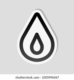 fire flame. simple silhouette. Sticker style with white border and simple shadow on gray background