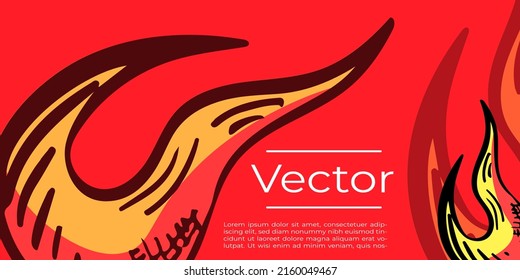 Ilustración vectorial de boceto de llama de fuego. Incendios forestales, calor verano seco temporada de advertencia de fondo dibujado a mano. Pancarta de medios espeluznante