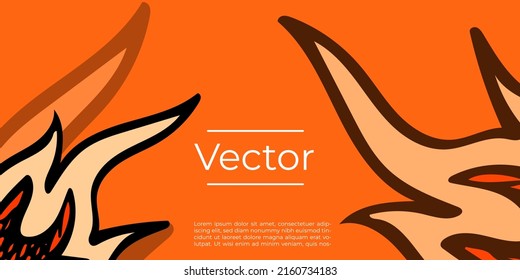 Fire flame sketch vector illustration. Forest fires, hot summer dry season warning hand drawn background. Bbq night media banner