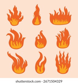 Fire Flame Smoke Icon. Doodle Hot Steam Logo. Vector Illustration