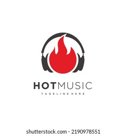 Fire Flame Sound Headphone DJ Music Studio logo design inspiration