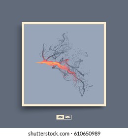 Fire Flame. Splash Imitation. Array with Dynamic Emitted Particles. Textbook, booklet or notebook mockup. Business brochure. Cover design template. Vector Illustration with Dot. 