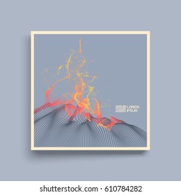 Fire Flame. Splash Imitation. Array with Dynamic Emitted Particles. Textbook, booklet or notebook mockup. Business brochure. Cover design template. Vector Illustration with Dot. 