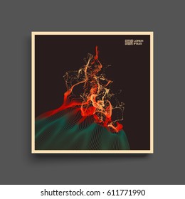 Fire Flame. Splash Imitation. Array with Dynamic Emitted Particles. Textbook, booklet or notebook mockup. Business brochure. Cover design template. Vector Illustration with Dot. 