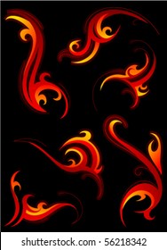 Fire flame swirls set