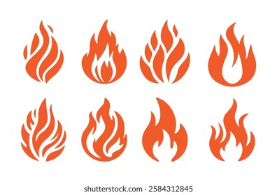 Fire flame symbol. Concept flame fire icon. Bonfire silhouette logotype. Fire sign and symbol. Vector illustration EPS 10