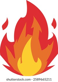 Fire flame symbol sign isolated on white background. Vector fire design emoji