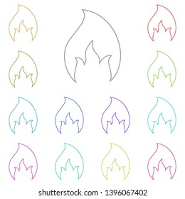 Fire flame symbol sign multi color icon. Simple thin line, outline vector of web icons for UI and UX, website or mobile application