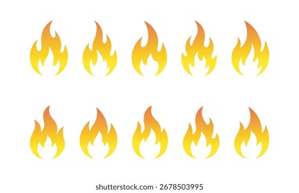 Feuerflammensymbolpaket - Farbverlauf-Vektorsymbol-Kollektion