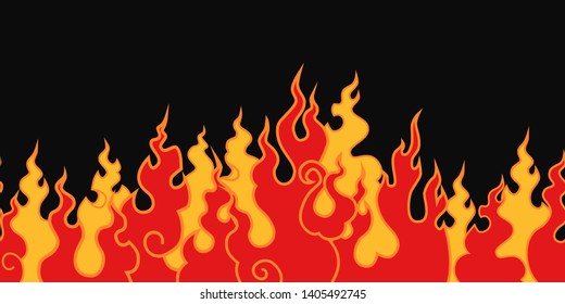 
The fire. Flame tongues on a black background .Vector seamless pattern.